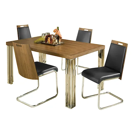 5-Piece Dining Table and Upholstered Side Chair Set